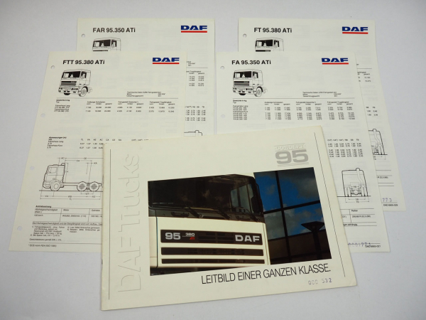 DAF 95.350 95.380 Truck LKW Baureihe 95 5x Prospekt 1980er Jahre
