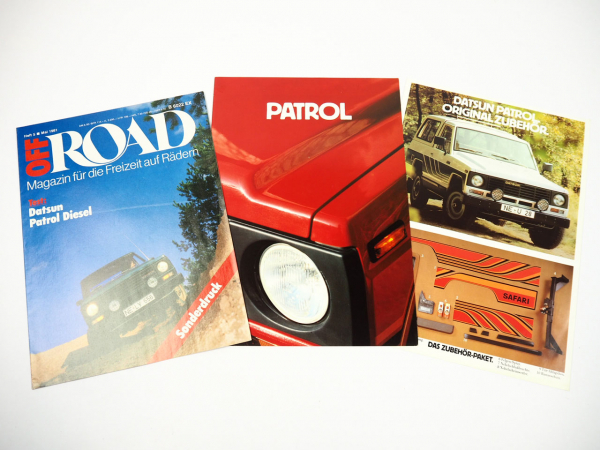 Datsun Patrol 2x Prospekt Testbericht Zubehör 1981