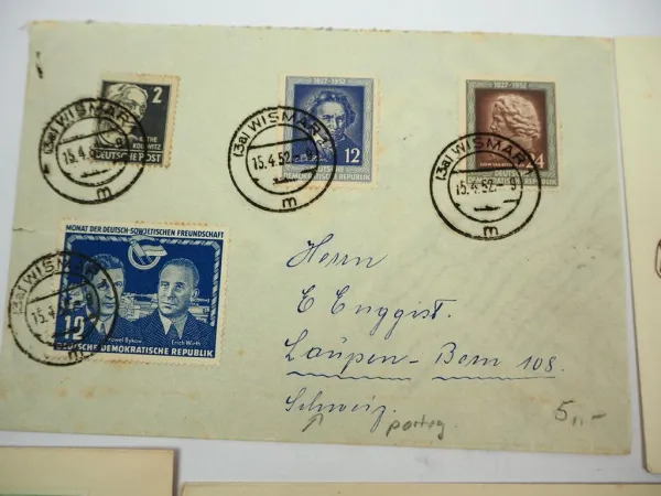 DDR 10x Briefe Ersttagsbriefe Einschreiben mit Briefmarken 1952
