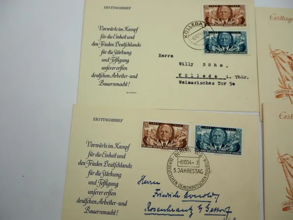 DDR 12x Briefe Ersttagsbriefe Einschreiben mit Briefmarken 1954