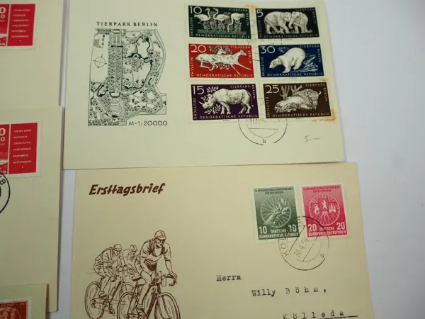 DDR 12x Briefe Ersttagsbriefe Einschreiben mit Briefmarken 1956