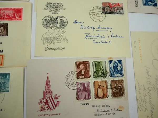 DDR 19x Briefe Ersttagsbriefe Einschreiben mit Briefmarken 1955