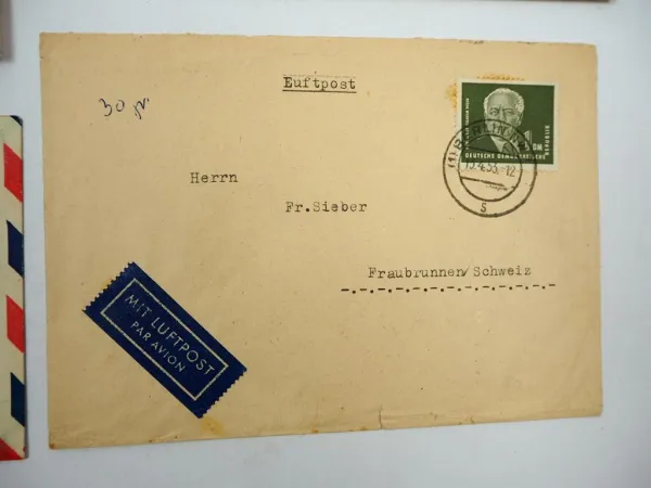 DDR 6x Briefe Ersttagsbriefe Einschreiben mit Briefmarken 1953