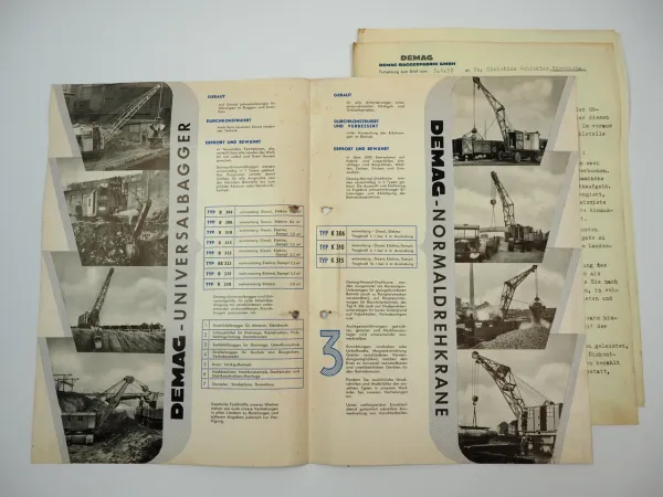 Demag B BE Universalbagger Kettenbagger K Drehkran Prospekt ca. 1952