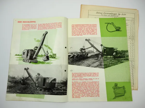 Demag B304 B306 Universalbagger Kettenbagger Prospekt Technische Daten ca. 1952