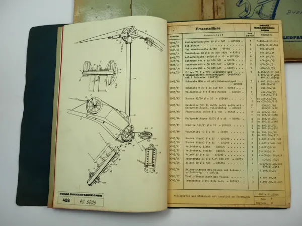 Demag B408 Seilbagger Betriebsanleitung Wartung Ersatzteilliste 1950er Jahre