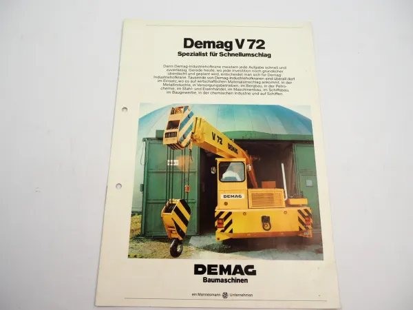 Demag Mannesmann V72 Industriehofkran Prospekt Technische Daten 1977