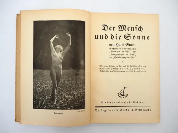 Der Mensch und die Sonne von Hans Suren 1920er Jahre Freikörperkultur FKK