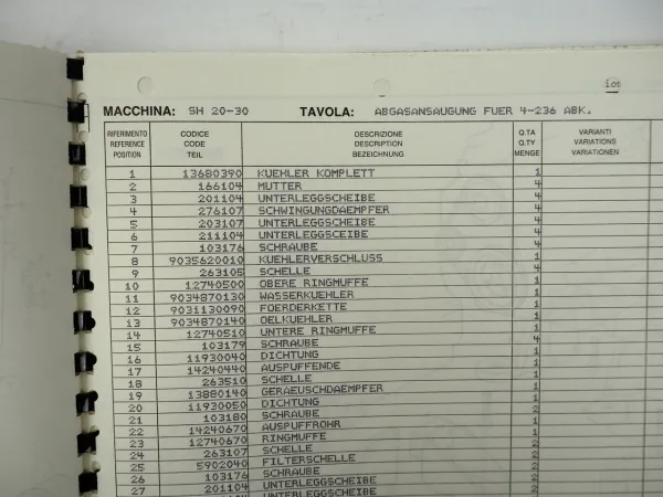 Detas Robustus SH 20 25 30 Gabelstapler Bedienungsanleitung Ersatzteilliste 1987