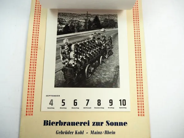 Deutscher Bierkalender 1960 Brauerei zur Sonne Gebr. Kohl Mainz Rhein