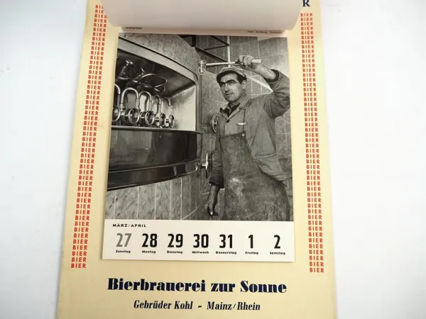 Deutscher Bierkalender 1960 Brauerei zur Sonne Gebr. Kohl Mainz Rhein