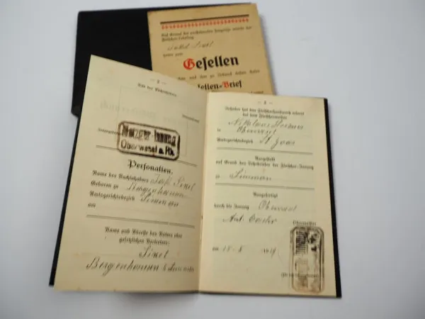 Deutscher Fleischer Verband Lehrbrief & Wanderbuch 1929 Bergenhausen Simmern