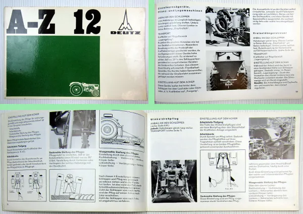 Deutz A-Z 12 Anbaugeräte am 2506 - 10006 Schlepper Werbebroschüre Verkauf