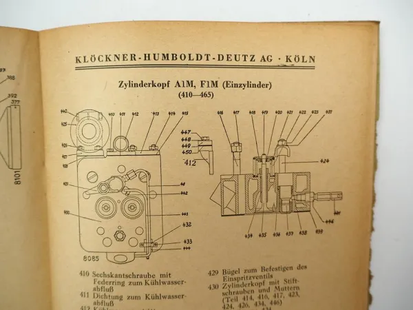 Deutz A1M A2M F1M F2M 313 315 317 Dieselmotor Bedienungsanleitung Ersatzteilliste