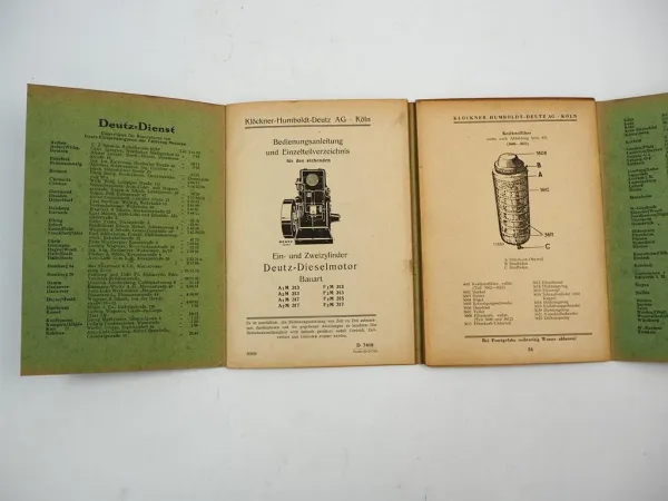 Deutz A1M A2M F1M F2M 313 315 317 Dieselmotor Betriebsanleitung Ersatzteilliste