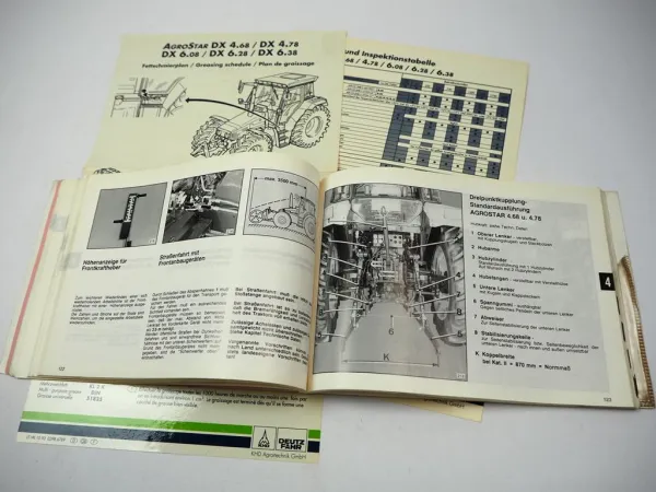 Deutz AgroStar 4.68 4.78 6.08 6.28 6.38 Betriebsanleitung 1993 Wartung Pflege Konservierung