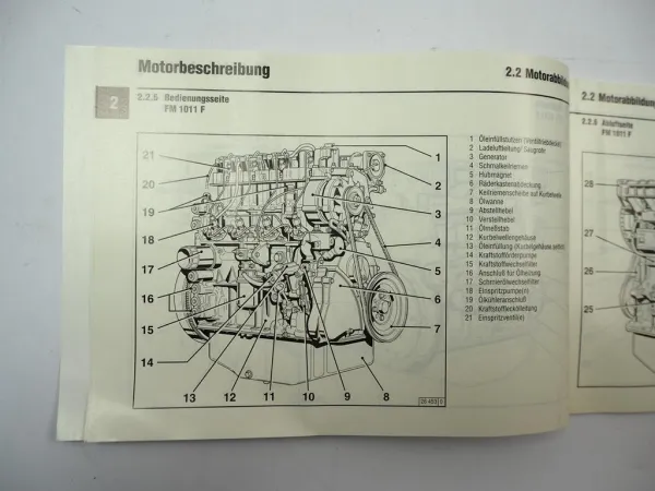 Deutz B FL FM 1011F Motor Betriebsanleitung Bedienungsanleitung 1997