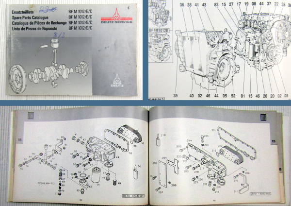 Deutz BF M1012 E C Motor Ersatzteilliste Bildkatalog Parts List Catalogue 1995