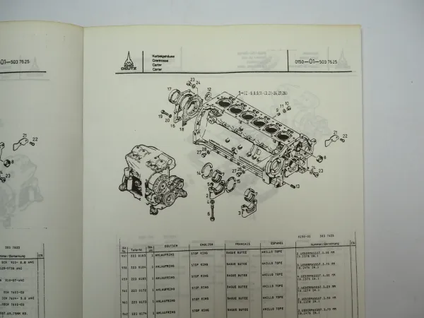 Deutz BF6L 913 Motor für Atlas Copco Kompressor XAS175 Ersatzteilliste 1984