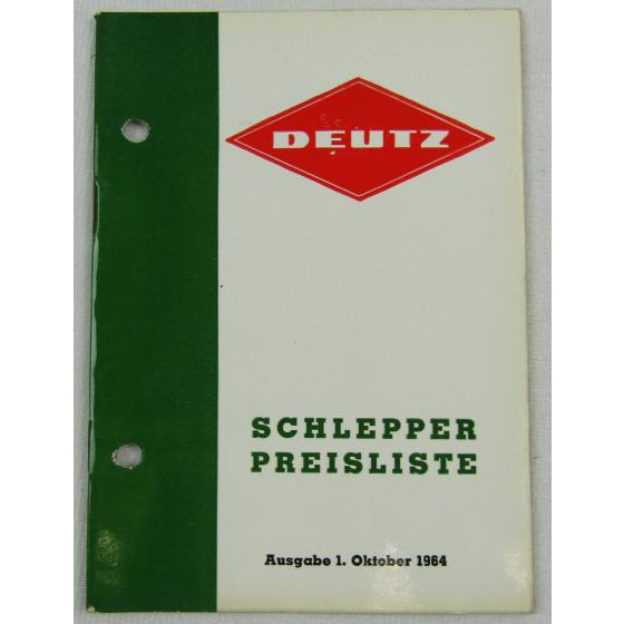Deutz D15 D25 D30 D40 D40S/L D50S F3L F4L 514 Schlepper Preisliste 10/1964