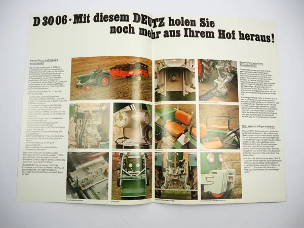 Deutz D3006 Traktor Prospekt mit Technischen Daten Poster 1970er Jahre