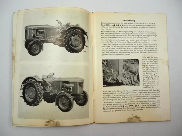 Deutz D40 D40S Typ D40.1 Schlepper Betriebsanleitung Bedienungsanleitung 1960
