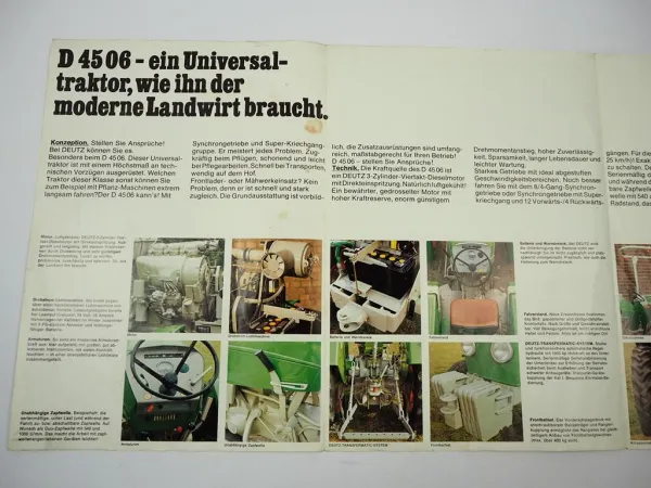 Deutz D4506 D4506A Traktor Prospekt 1970er Jahre