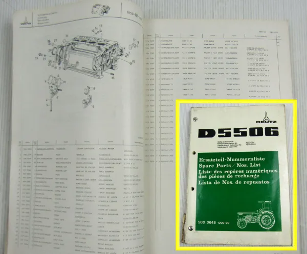 Deutz D5506 Traktor Ersatzteilliste Parts List Pieces de rechange 1974