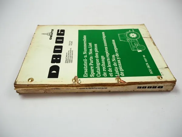 Deutz D8006 Traktor Ersatzteilliste Ersatzteilkatalog Spare Parts List 1976