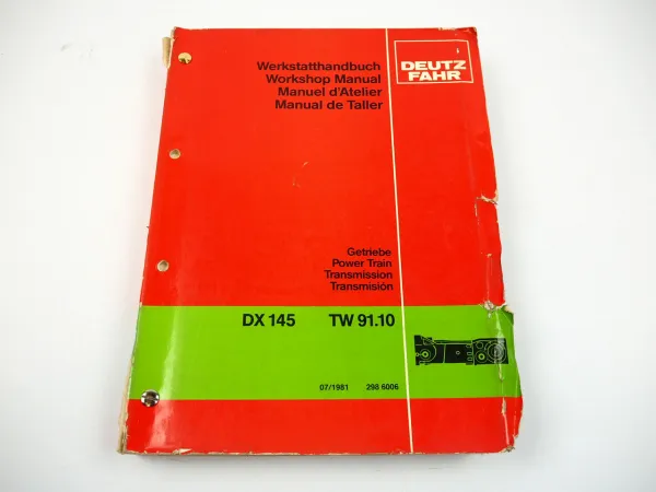 Deutz DX 145 Reparaturanleitung Werkstatthandbuch Getriebe TW91.10 1981
