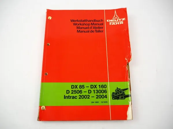 Deutz DX 85 - 160 D 2506 - 13006 Intrac 2002 2004 Regelhydraulik Werkstatthandbuch