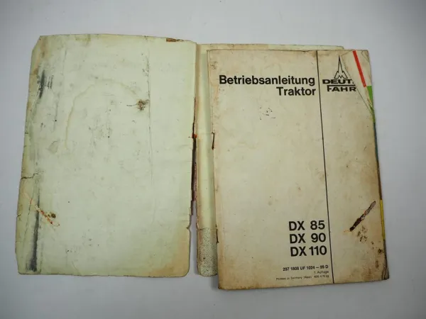 Deutz DX 85 90 110 Traktor Betriebsanleitung Bedienungsanleitung 1978