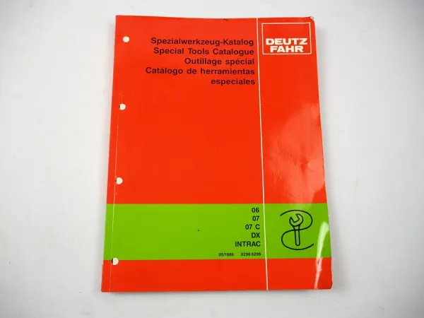 Deutz DX Intrac 06 07 Schlepper Spezialwerkzeug Katalog Special Tools 1986