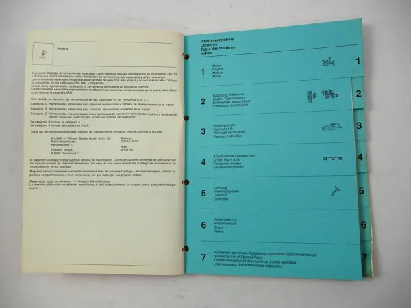 Deutz DX Intrac 06 07 Schlepper Spezialwerkzeug Katalog Special Tools 1986