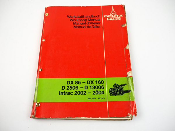 Deutz DX85 - 160 D2506 - 13006 Intrac 2002 2004 Werkstatthandbuch Regelhydraulik