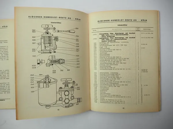 Deutz F3L 514/4 Schlepper 45 PS Betriebsanleitung Ersatzteilliste 1950er Jahre
