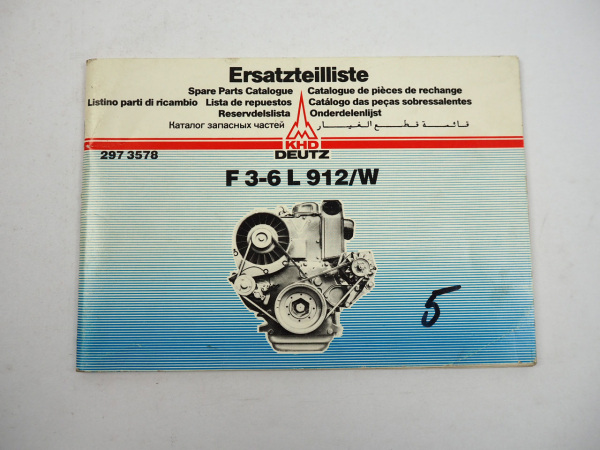 Deutz F3L F4L F5L F6L 912 W Ersatzteilliste Parts Catalogue 1981