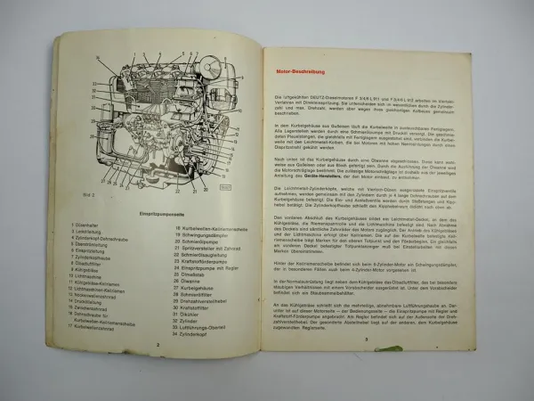 Deutz F3L F4L F6L 911 912 Motor Bedienungsanleitung Betriebsanleitung 11.1968