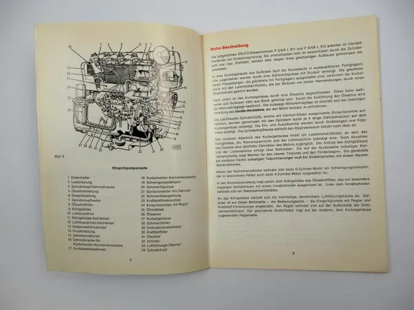 Deutz F3L F4L F6L 911 912 Motor Bedienungsanleitung Betriebsanleitung 1969
