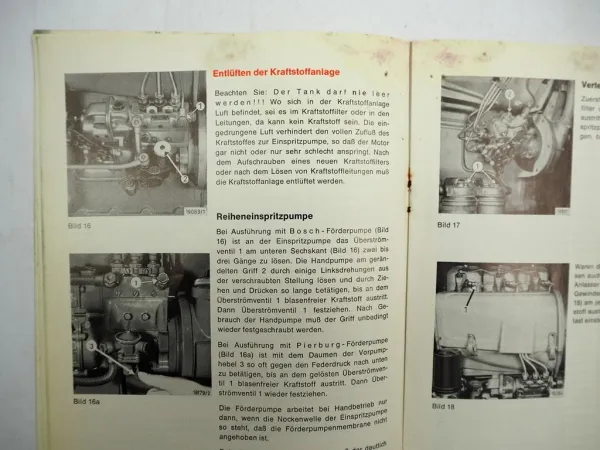 Deutz F3L F4L F6L 911 912 Motor Betriebsanleitung Original ca. 1970
