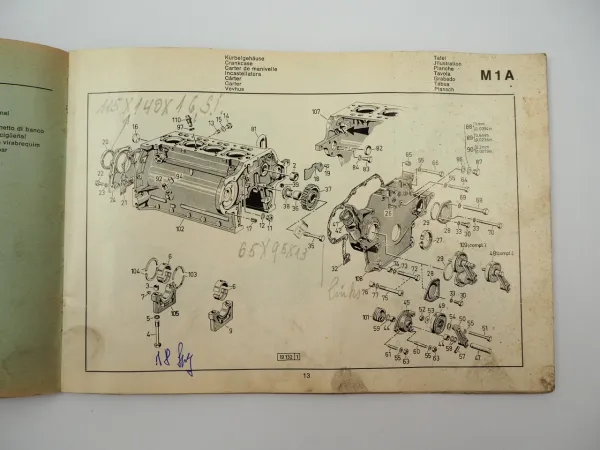 Deutz F4L 912 Motor Ersatzteilliste Bildkatalog Ersatzteilkatalog 1968