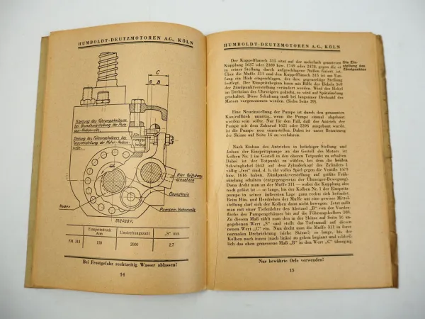 Deutz F4M F6M 313 Motor Betriebsanleitung Ersatzteilliste 1938