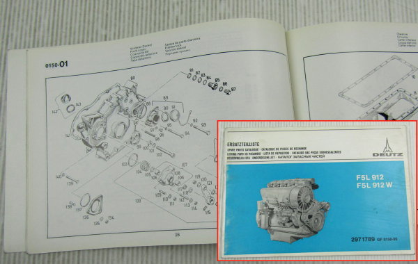 Deutz F5L912 F5L912W Ersatzteilkatalog Ersatzteilliste Spare Parts List 4/1977