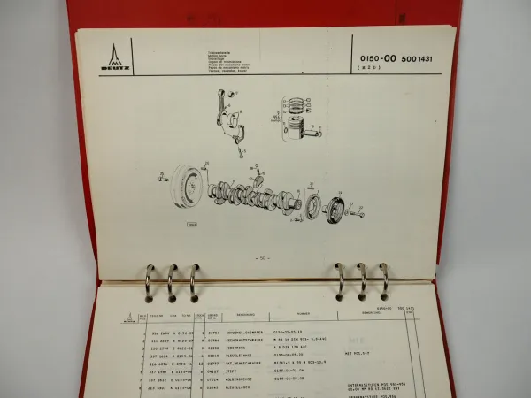 Deutz F6L 811 812 D Motor Ersatzteilliste Teilenummernliste 1974 TN0150-56