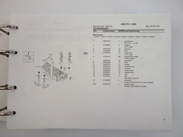 Deutz Fahr 6060 HTS Mähdrescher Ersatzteilliste Ersatzteilkatalog 2011