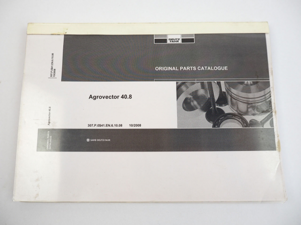 Deutz Fahr Agrovector 40.8 Ersatzteilliste Parts Catalogue 2008