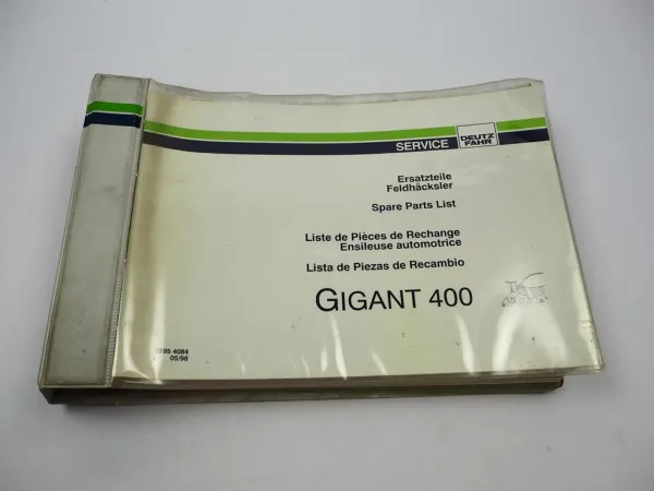 Deutz Fahr Gigant 400 Feldhäcksler Ersatzteilliste Spare Parts List 1998