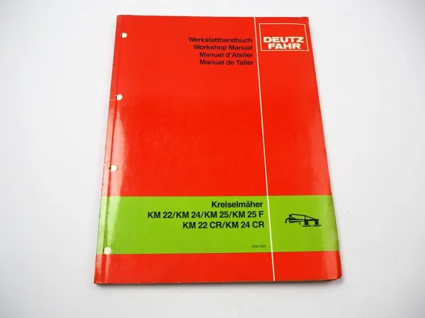 Deutz Fahr KM 22 24 25 / CR / F Kreiselmäher Werkstatthandbuch Reparaturanleitung