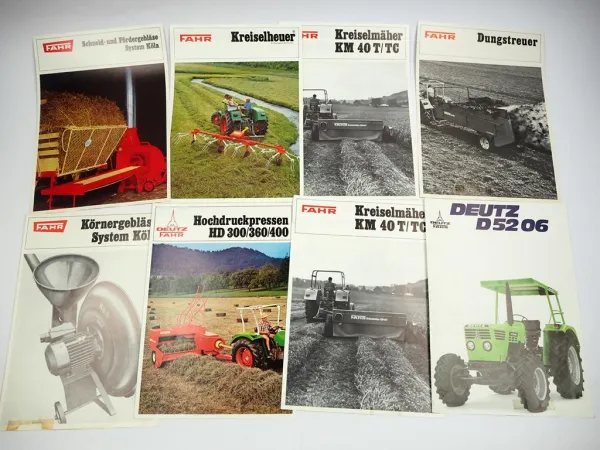 Deutz Fahr Kreiselmäher Kreiselheuer Presse Anbaugeräte 8x Prospekt 1970er Jahre