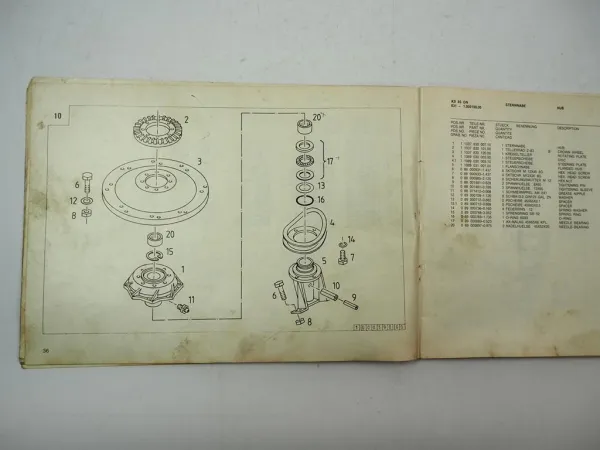Deutz Fahr KS85 D DN DR Kreiselschwader Ersatzteilliste Spare Parts List 1983